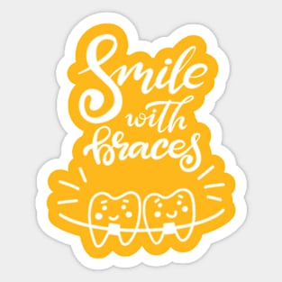 Smile with braces (white) Sticker